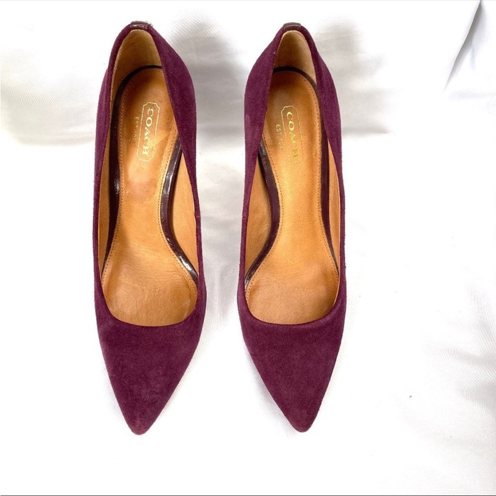 Coach Plum Suede Heels Size 7M - Picture 2 of 6